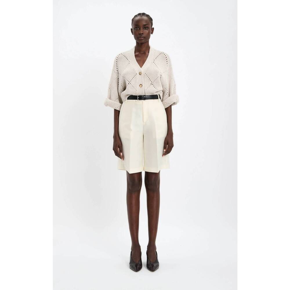 NEW ARCH4 CASHMERE hollingsworth 3/4 sleeves cardigan in chai with silver sequin